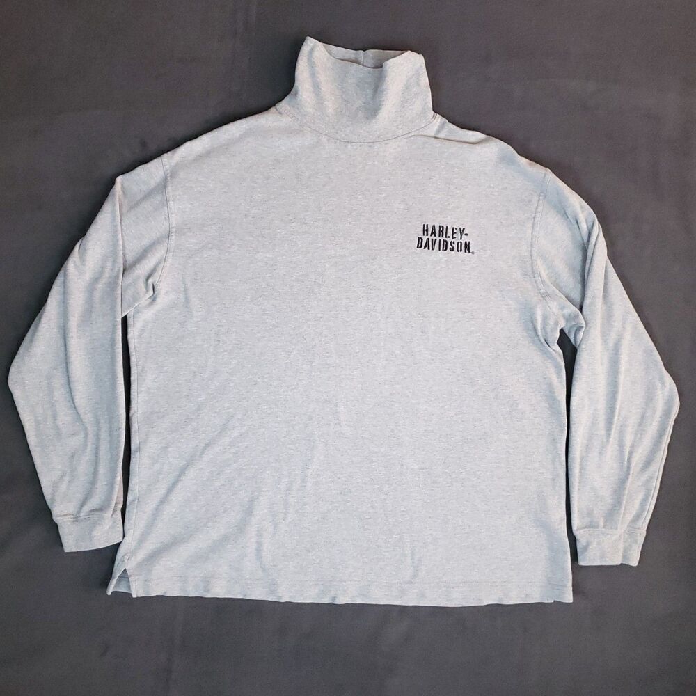 Harley Davidson Turtleneck Pullover Sweater Long Sleeve Men's Gray